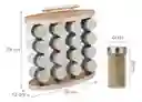 Set Especiero Condimentero En Vidrio Y Madera X16 Frascos