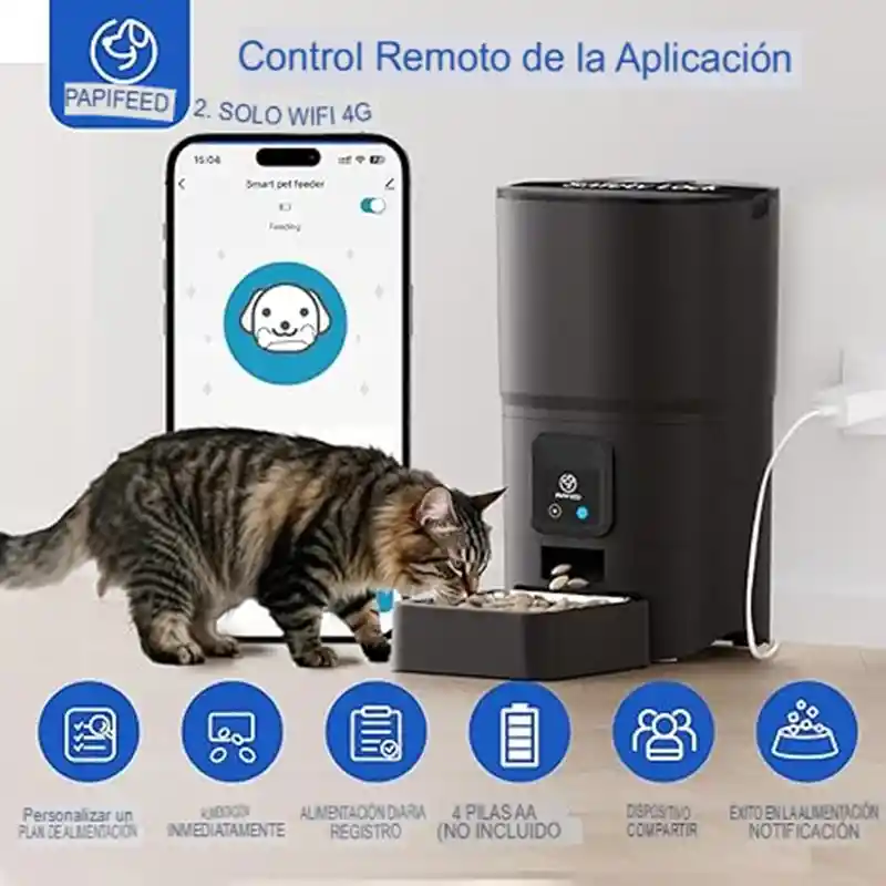 Comedero Automatico Papifeed 6l Con Wifi Para Mascotas