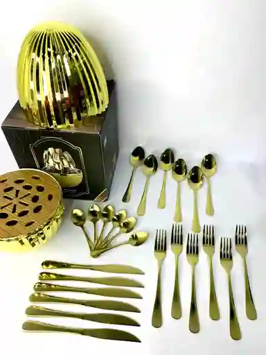 Set De Cubiertos En Acero Inoxidable Con Estuche De Lujo En Huevo Diamante
