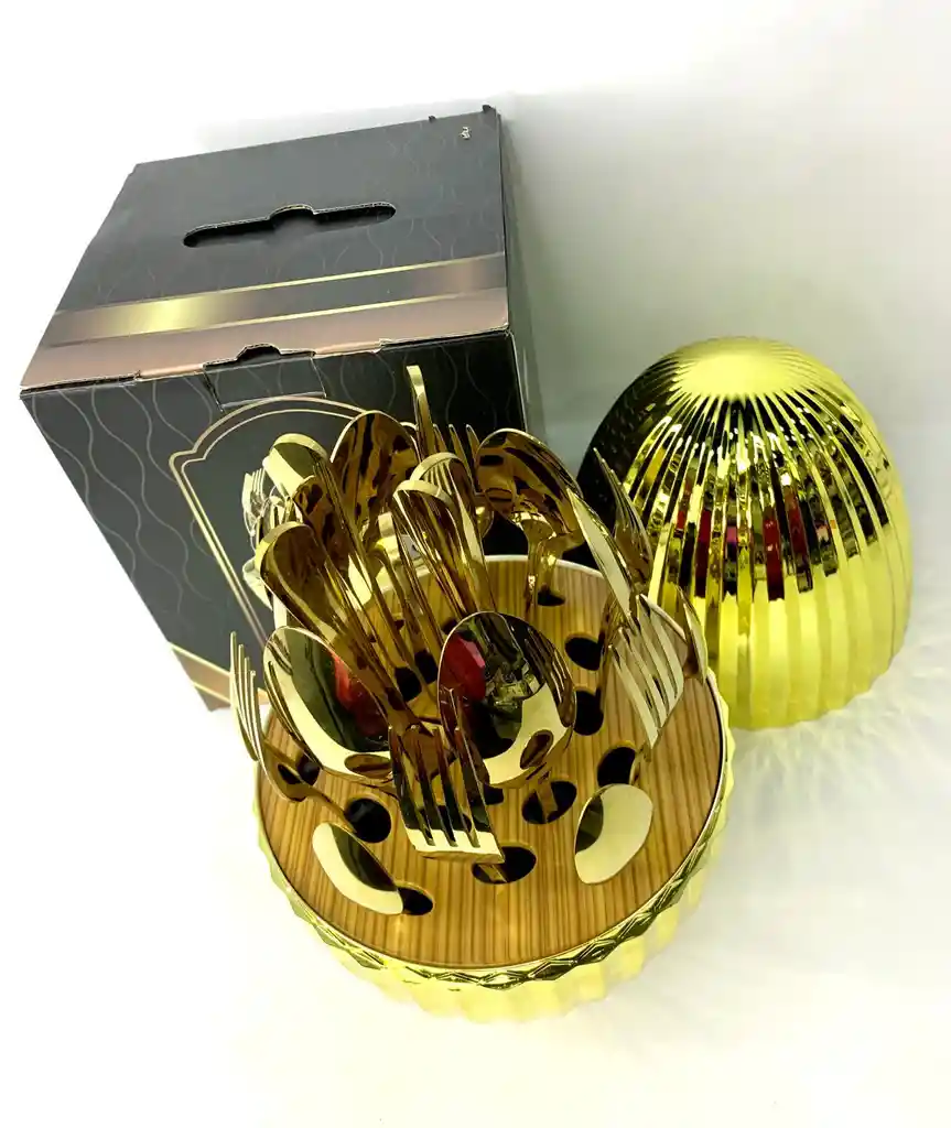 Set De Cubiertos En Acero Inoxidable Con Estuche De Lujo En Huevo Diamante