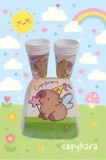 Set De 12 Vasos + 12 Torteros Capybara
