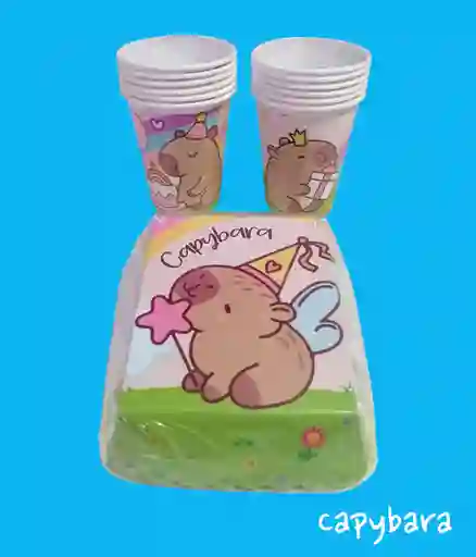 Combo Capybara: 12 Vasos Y 12 Torteros Con Encanto!
