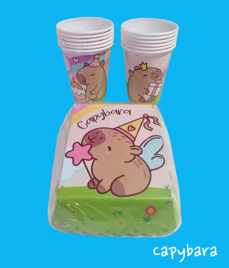 Combo Capybara: 12 Vasos Y 12 Torteros Con Encanto!