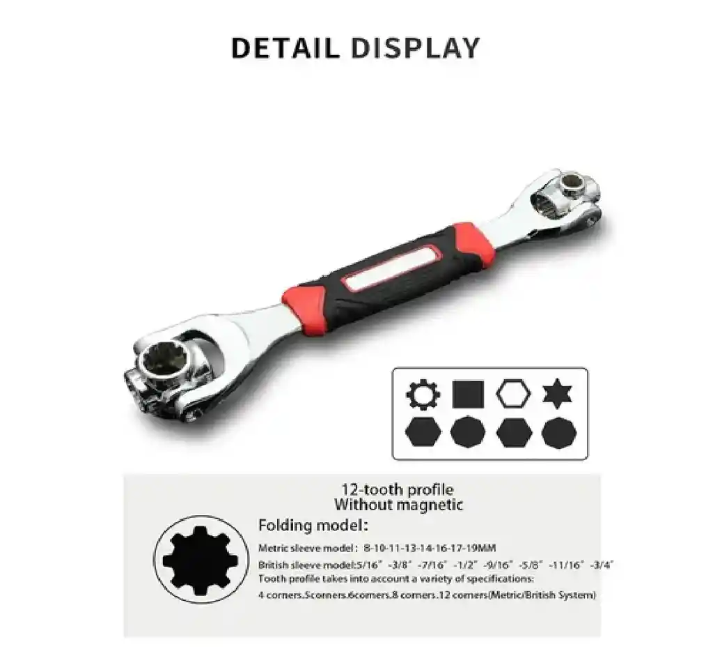 Llave Inglesa Multiusos 48 Accesorios Herramienta Universal