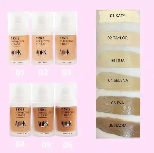 Corrector Y Base Ani-k 2 En 1 Tono 01 Katy 35 Ml