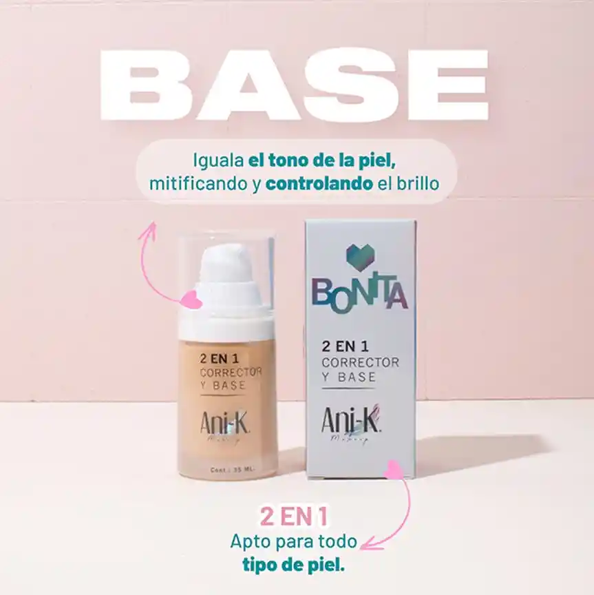 Corrector Y Base Ani-k 2 En 1 Tono 01 Katy 35 Ml