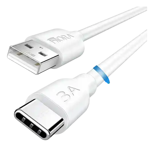 Cable Usb A Tipo C De Datos 1hora , 1 Metros Pvc Duradero Blanco Usb 2.0 3a Cable Carga Rápida Compatible Con Móviles, Tabletas