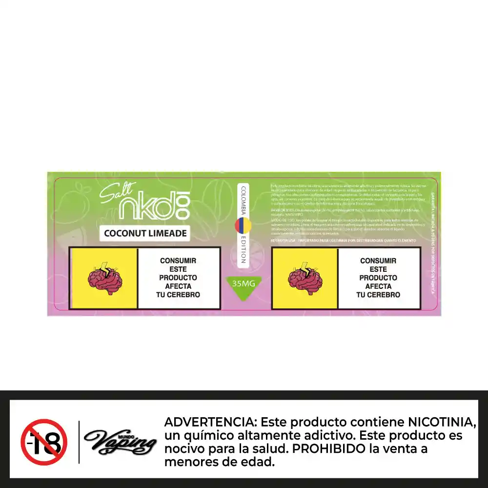 Naked 100 Colombia Edition Salt - Pineappple Lemon Lime Ice 30ml - 35mg