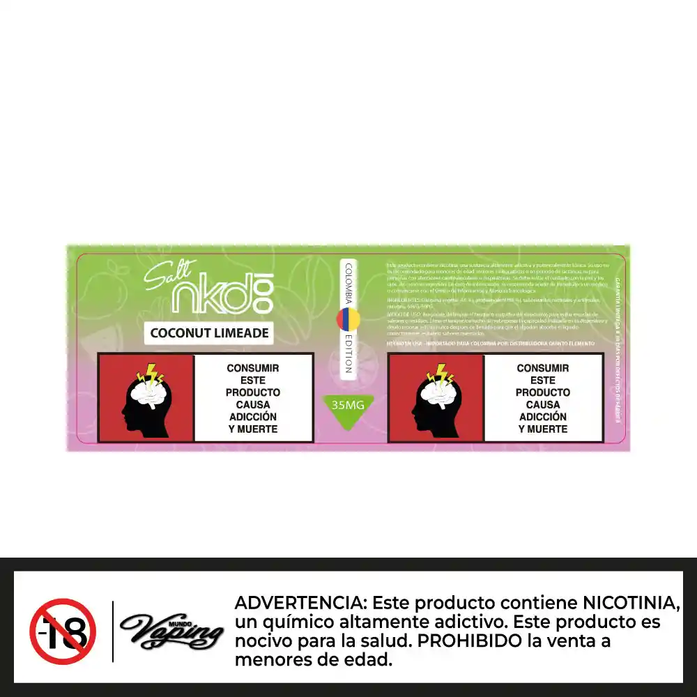 Naked 100 Colombia Edition Salt - Pineappple Lemon Lime Ice 30ml - 35mg