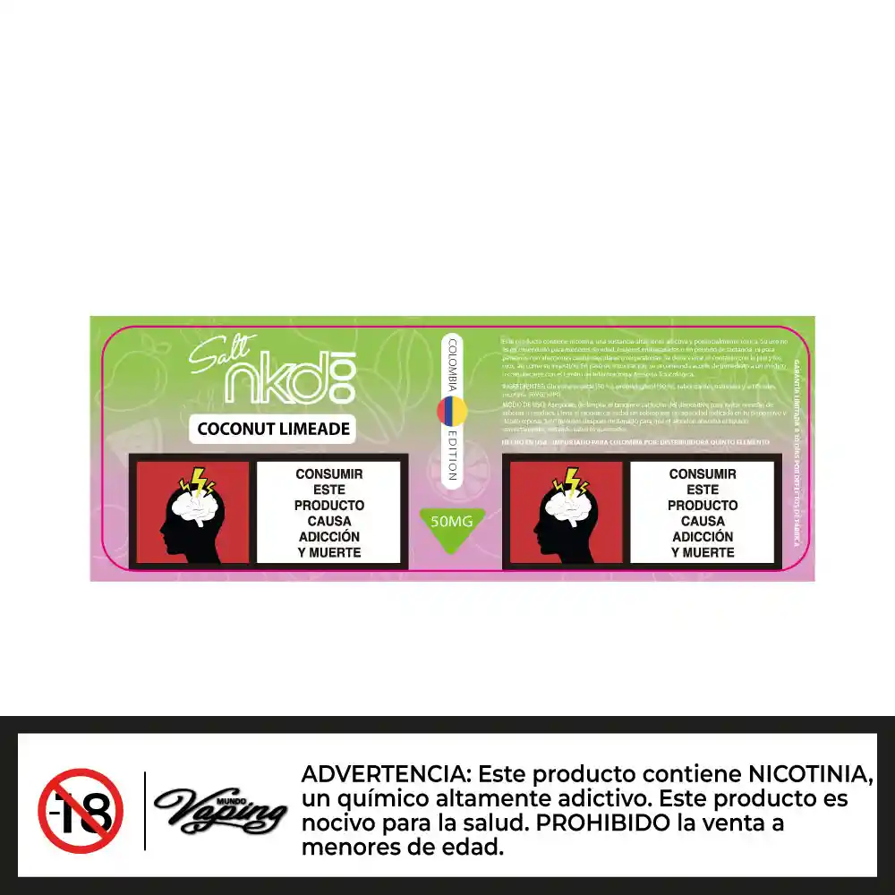 Naked 100 Colombia Edition Salt - Pineappple Lemon Lime Ice 30ml - 50mg