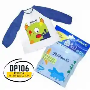 Bata De Arte Infantil Pelikan + Mantel De Trabajo Diseño Niño