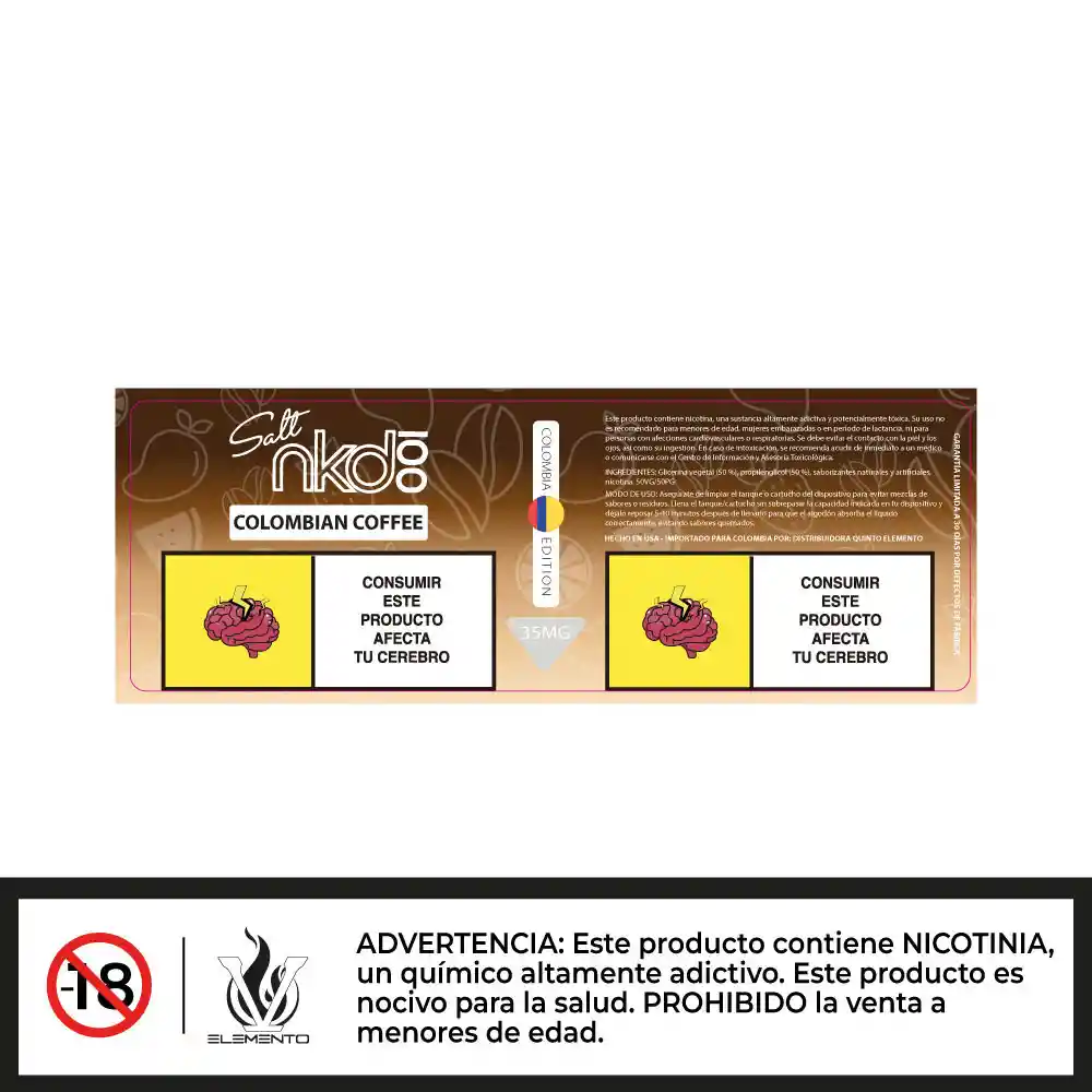 Naked 100 Colombia Edition Salt - Café Colombiano 30ml - 35mg
