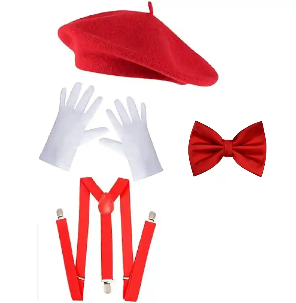 Accesorios De Artista Boina, Tirantes,guantes, Corbatin