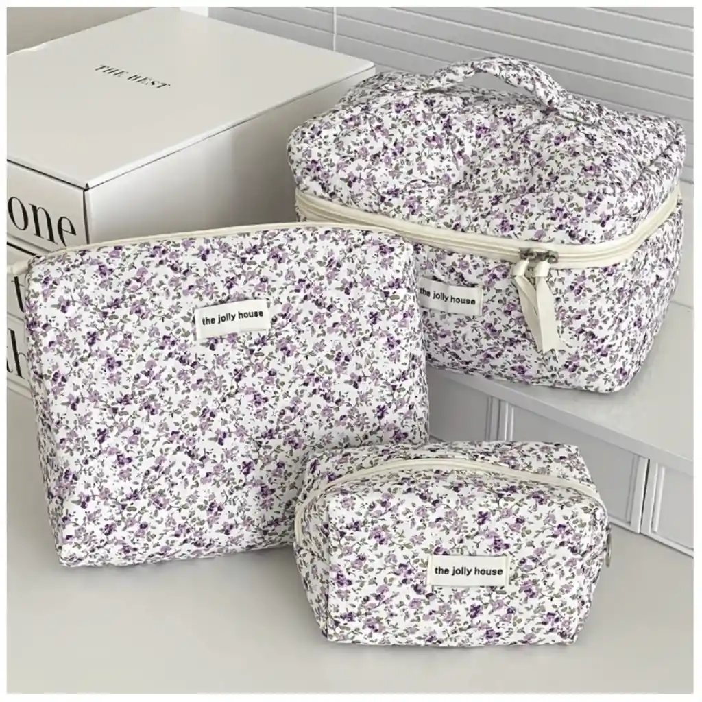 3 Cosmetiqueras Bolso Organizador Maquillaje Viaje Acolchado