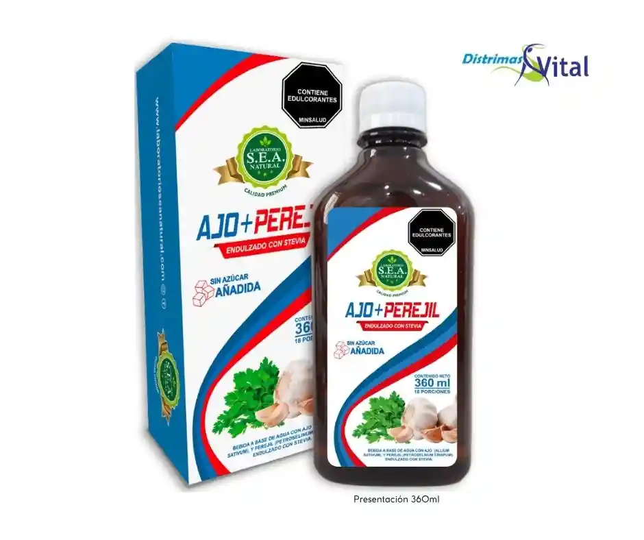 Bebida Ajo + Perejil Endulzado Con Stevia Sin Azucares Añadidos