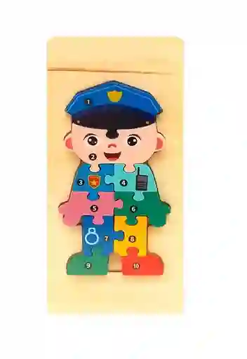 Juguete Didactico Rompecabezas En Madera Motivo Policia