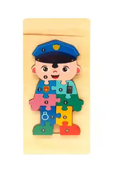Juguete Didactico Rompecabezas En Madera Motivo Policia