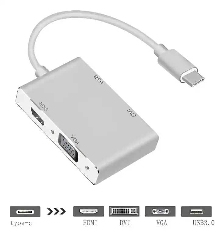 Tipo-c 3.1 Hdmi + Vga + Dvi + Usb3.0 Convertidor Usb-c