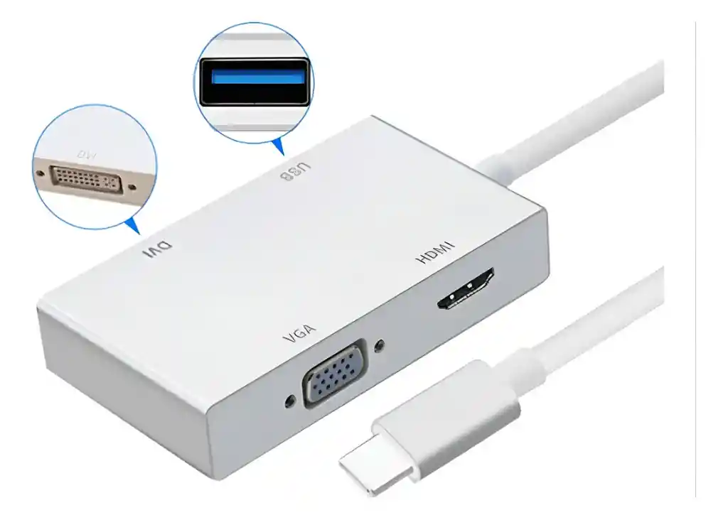 Tipo-c 3.1 Hdmi + Vga + Dvi + Usb3.0 Convertidor Usb-c
