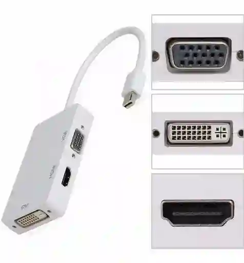 Convertidor 3 En 1 Mini Display Port Hdmi/vga/dvi