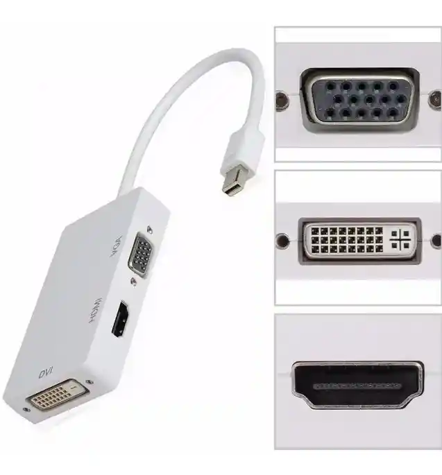 Convertidor 3 En 1 Mini Display Port Hdmi/vga/dvi