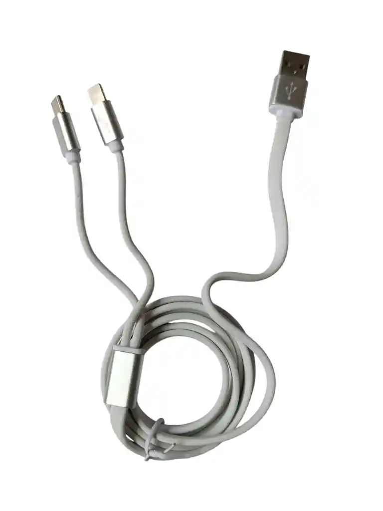 Cable De Carga 2 En 1 Lightning Y Micro Usb Devia 1.2 Metros En Plateado