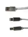 Cable De Carga 2 En 1 Lightning Y Micro Usb Devia 1.2 Metros En Plateado