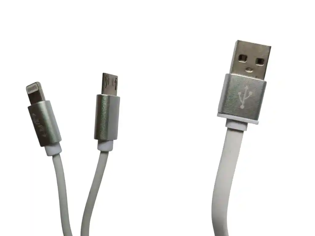 Cable De Carga 2 En 1 Lightning Y Micro Usb Devia 1.2 Metros En Plateado