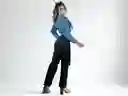 Pantalón Cargo Negro En Cuerina - Talla S