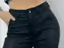 Pantalón Cargo Negro En Cuerina - Talla L