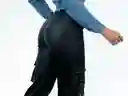Pantalón Cargo Negro En Cuerina - Talla L