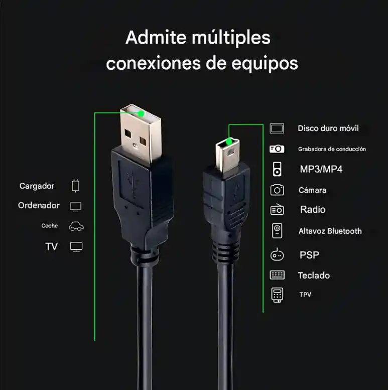 Cable Usb 5 Pines 1.5 Metros Carga Y Datos V3 Usb 2.0