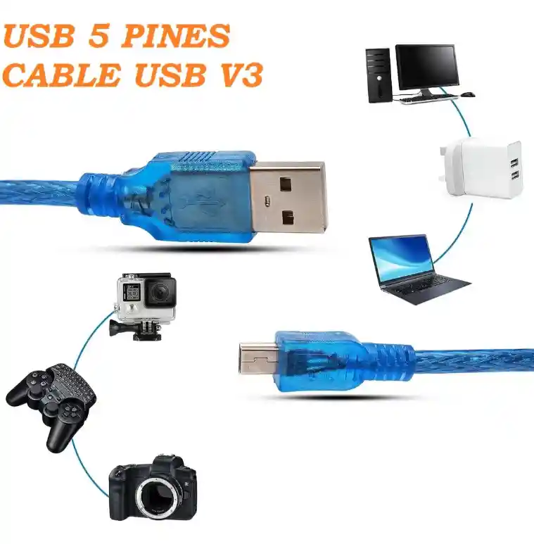 Cable Usb A 5 Pines, Metro Y Medio Blindado - Cable Usb V3