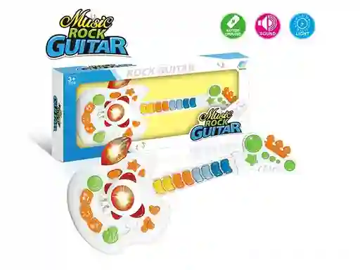 Guitarra Electrónica Blanca Musical Infantil Didáctica Baby Ángel Para Niños Con Luces Y Sonido