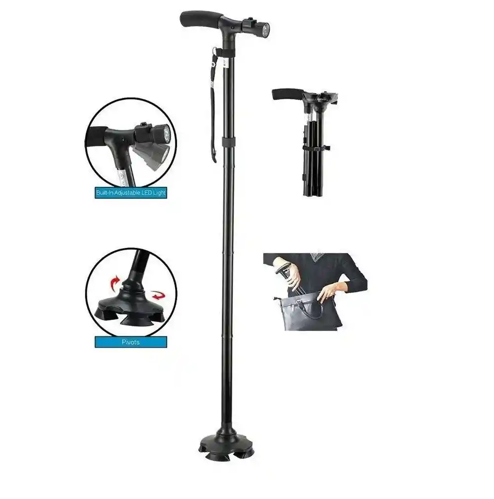 Trusty Cane Baston Ortopedico Plegable Con Linterna Luz Led