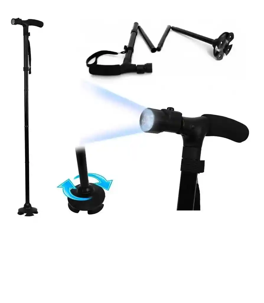 Trusty Cane Baston Ortopedico Plegable Con Linterna Luz Led