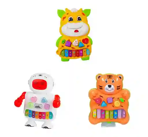 Piano Electrónico Vaca/tigre/robot Musical Infantil Didáctica Para Niños Con Luces Y Sonido Pequeño