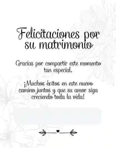 Tarjeta Felicitaciones Matrimonio + Sobre Lluvia De Sobres