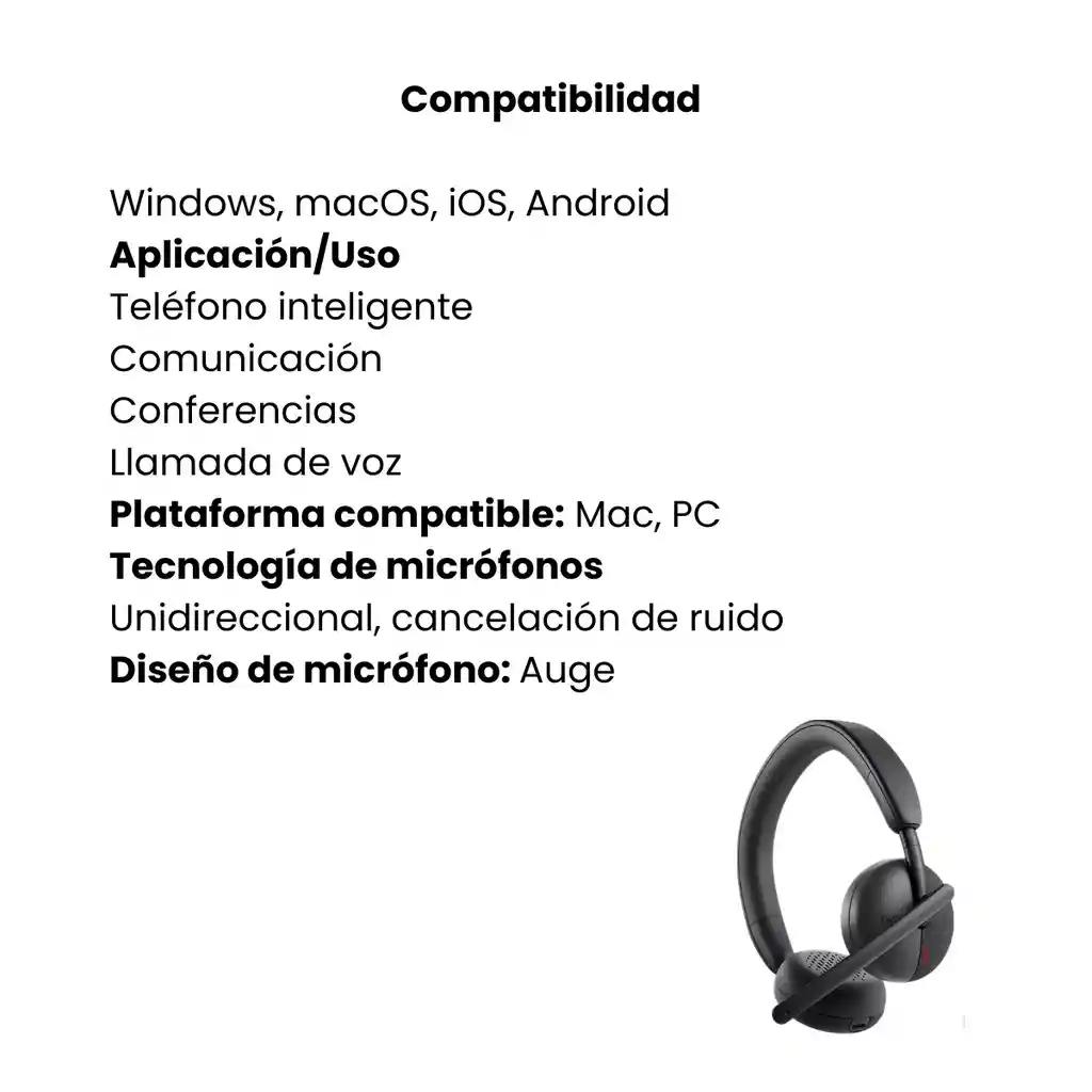Audífonos Diadema Inalámbricos Dell Wl3024 Negro