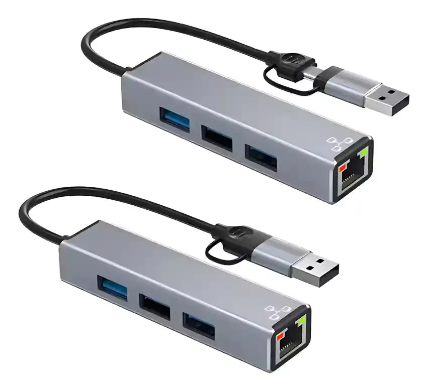 Hub Usb 3.0 Con Puerto Ethernet 100mbs Rj45 + Adap A Tipo C