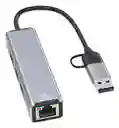 Hub Usb 3.0 Con Puerto Ethernet 100mbs Rj45 + Adap A Tipo C