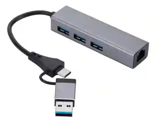 Hub Usb 3.0 Con Puerto Ethernet 1000mbs Rj45 + Adap A Tipo C
