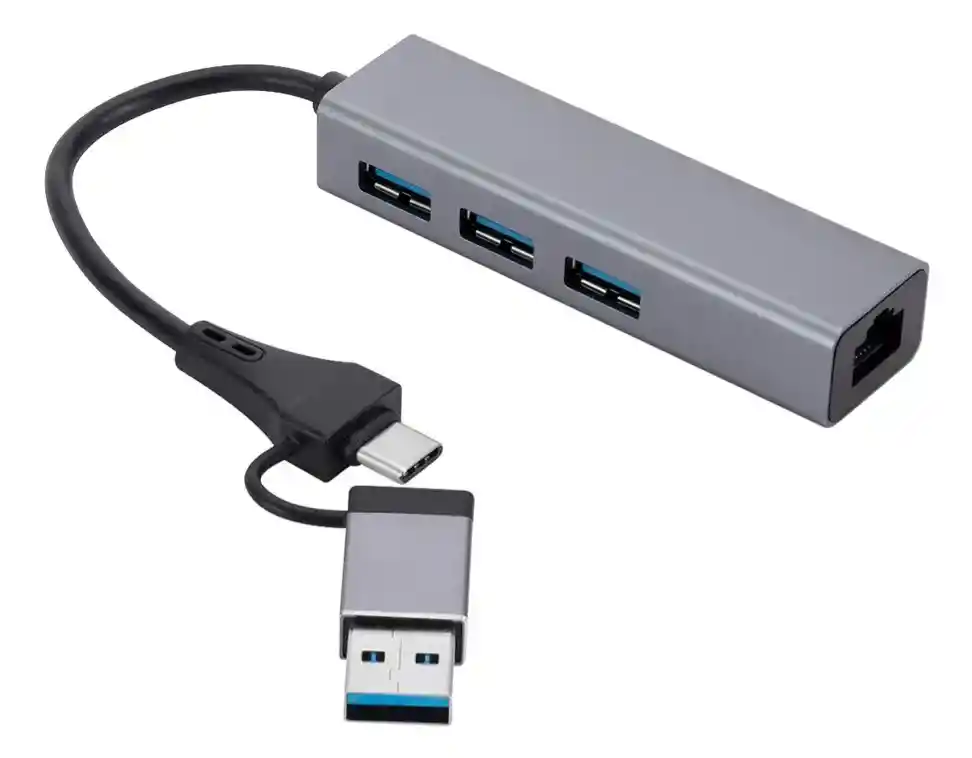 Hub Usb 3.0 Con Puerto Ethernet 1000mbs Rj45 + Adap A Tipo C