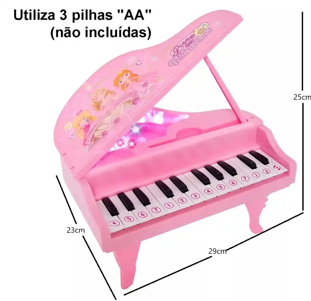 Piano De Juguete Pink Princesses Con Luces Led Rosa