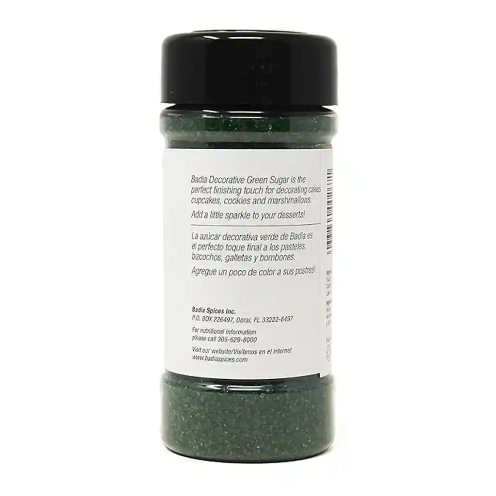 Badia Green Sugar Azúcar Decorativa Verde – Ideal Para Repostería Creativa, No Gmo, Kosher, Color Vibrante Y Seguro Para Alimentos- 4oz (113.4g)