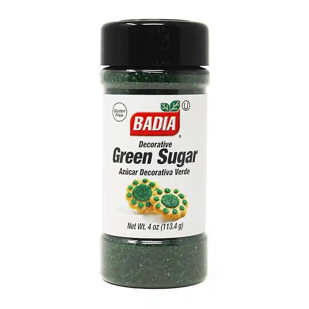 Badia Green Sugar Azúcar Decorativa Verde – Ideal Para Repostería Creativa, No Gmo, Kosher, Color Vibrante Y Seguro Para Alimentos- 4oz (113.4g)