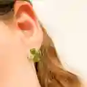 Aretes Opalo Natural Trebol Plata S925 Con Baño Oro