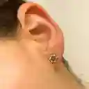 Aretes Flor Con Jade Verde Natural – Plata S925 Con Baño En Oro De 18k