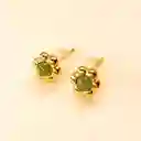 Aretes Flor Con Jade Verde Natural – Plata S925 Con Baño En Oro De 18k
