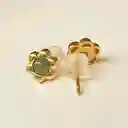 Aretes Flor Con Jade Verde Natural – Plata S925 Con Baño En Oro De 18k